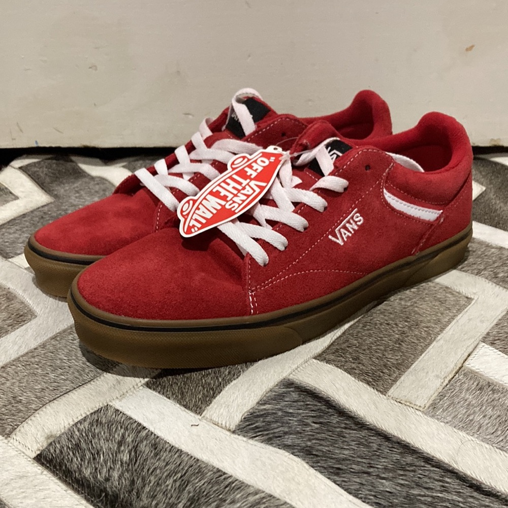 Vans Suede Red Shoes Size 9.5 Men Brand New